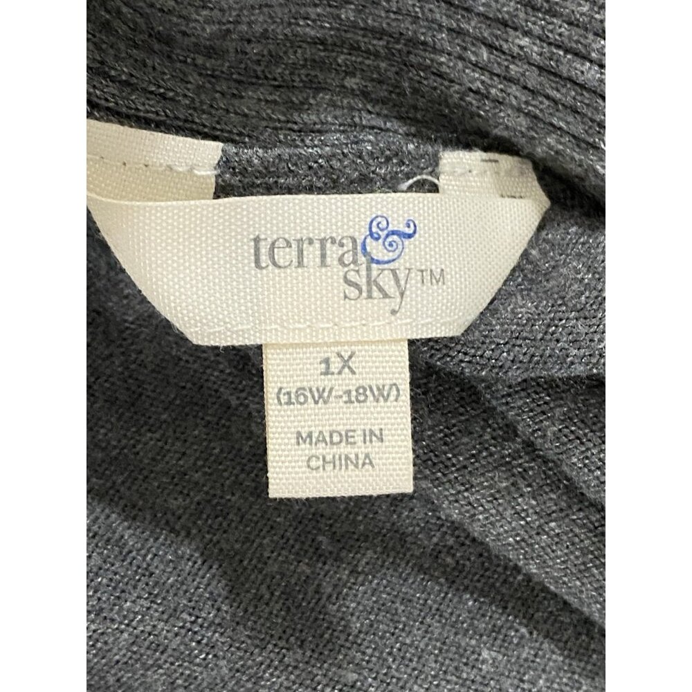 Terra & Sky Womens 2 XL Sweater Long 3/4 Sleeve Leopard Print Open - Picture 4 of 11